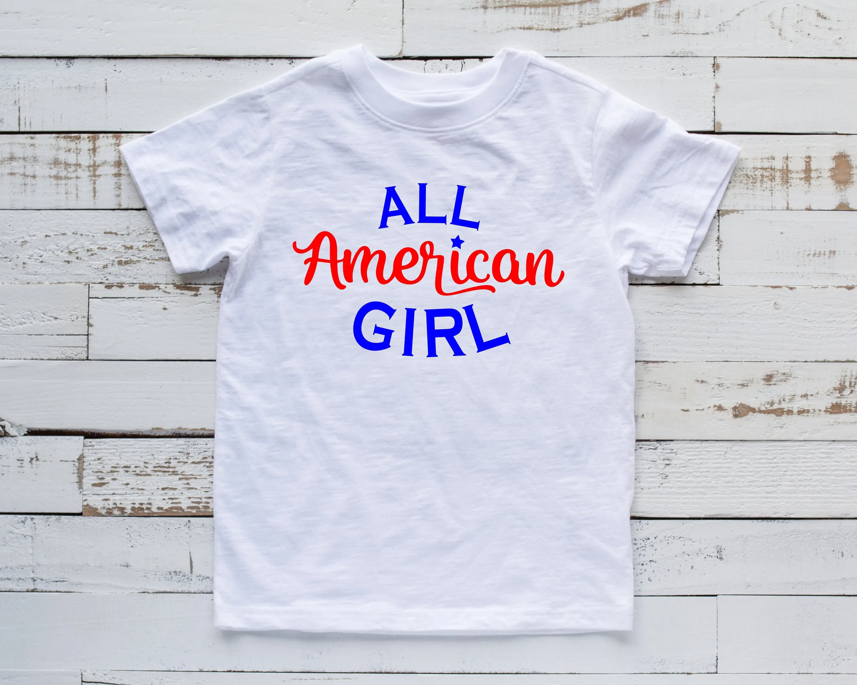 All American Girl - Youth Fourth Of July Shirt - Memorial Day - Red White and Blue