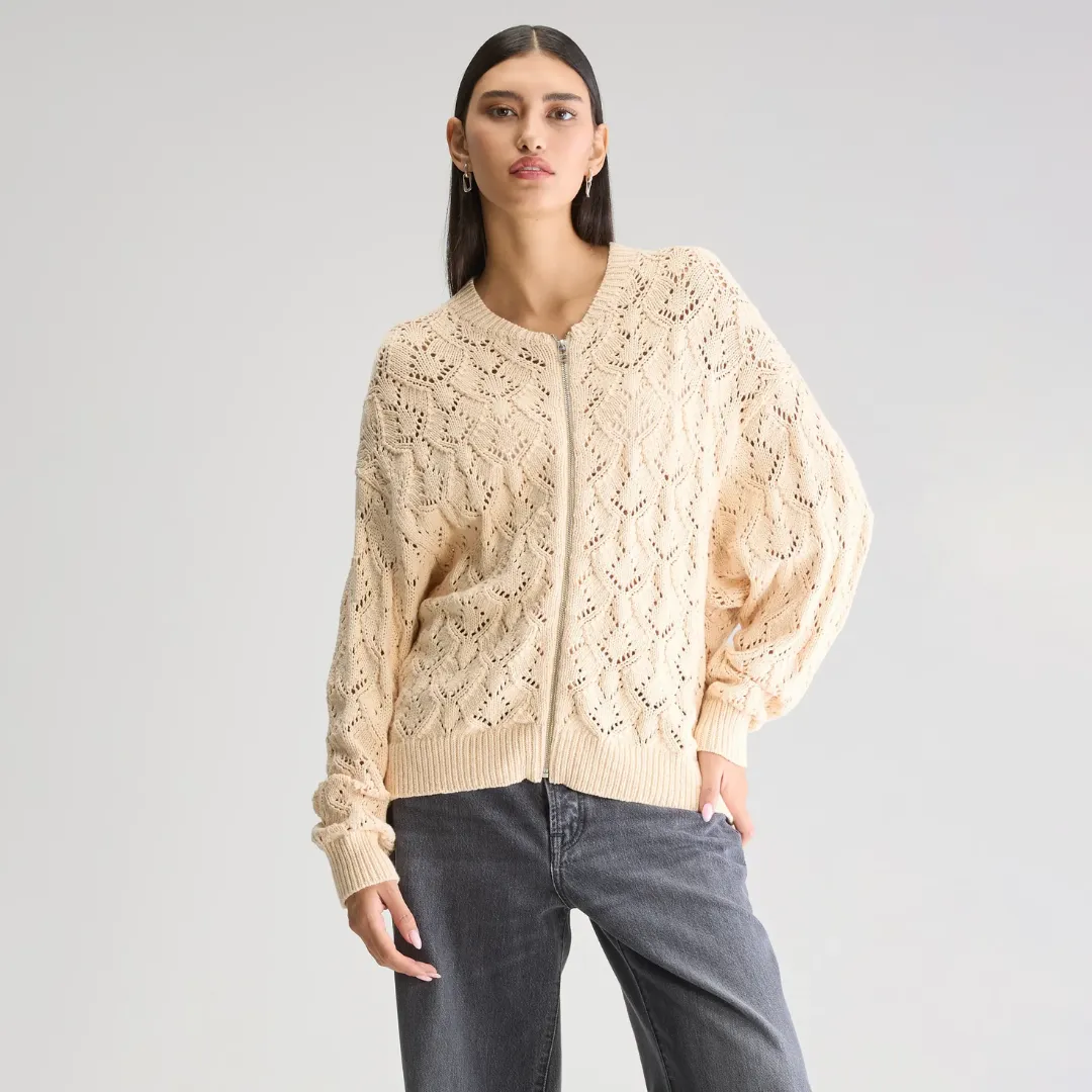 Allady Zipped Cardigan (Ivory)