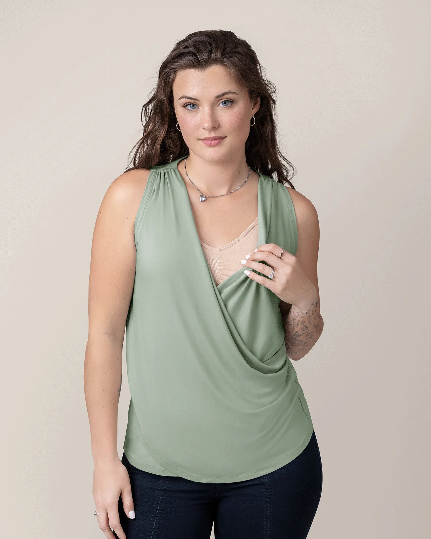Bamboo Draped Nursing Tank | Aqua Mist