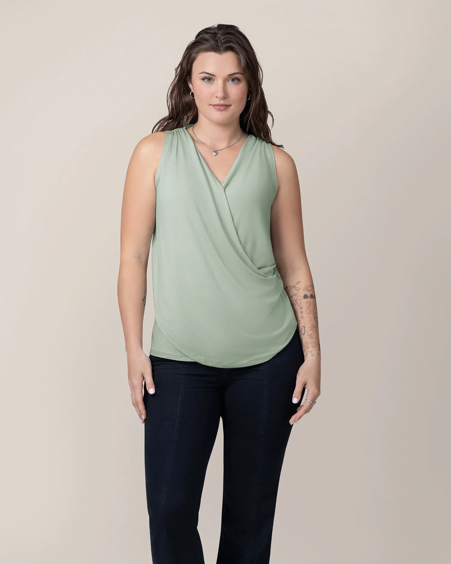 Bamboo Draped Nursing Tank | Aqua Mist