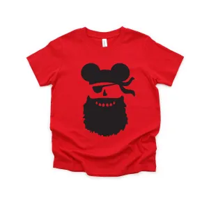Bearded Pirate Mickey Mouse Youth T Shirt - Disney Kids Mickey T Shirts - Disney Matching Family Shirts - Ahoy - Pirate's Life