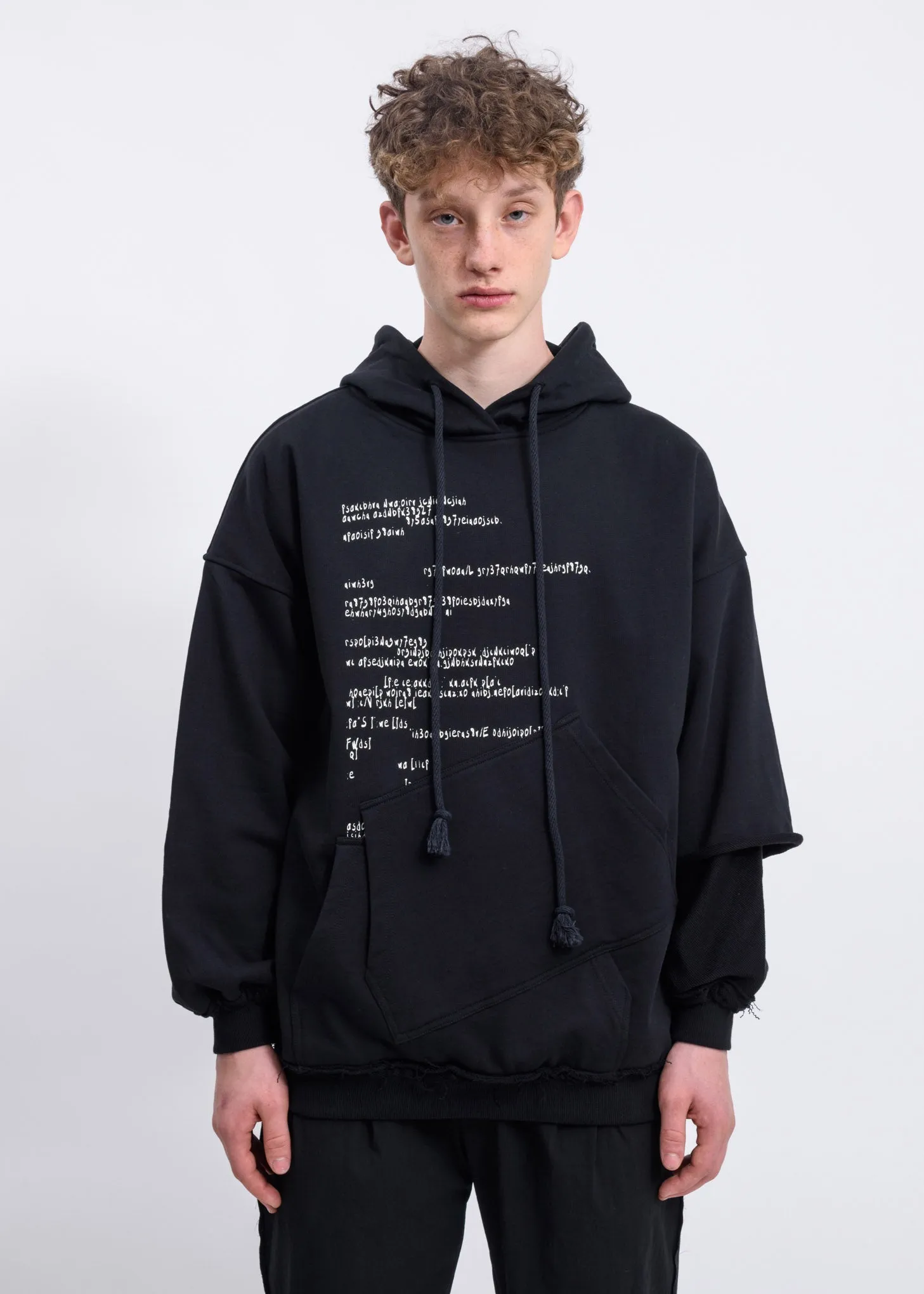 Black Asymmetric Pockets Hoodie