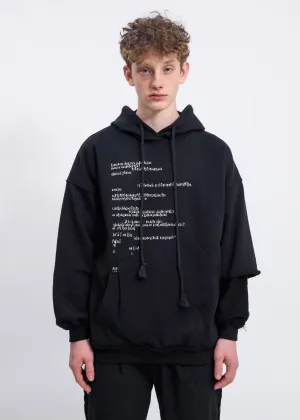 Black Asymmetric Pockets Hoodie