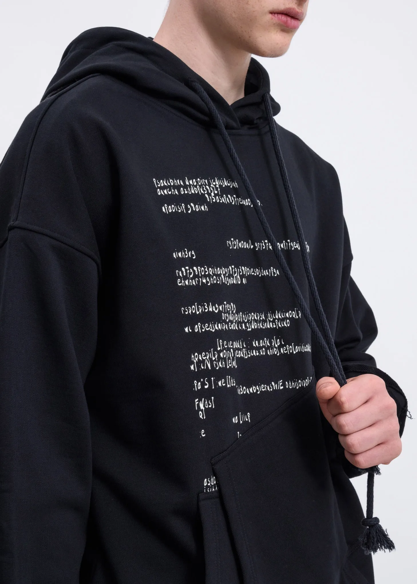 Black Asymmetric Pockets Hoodie