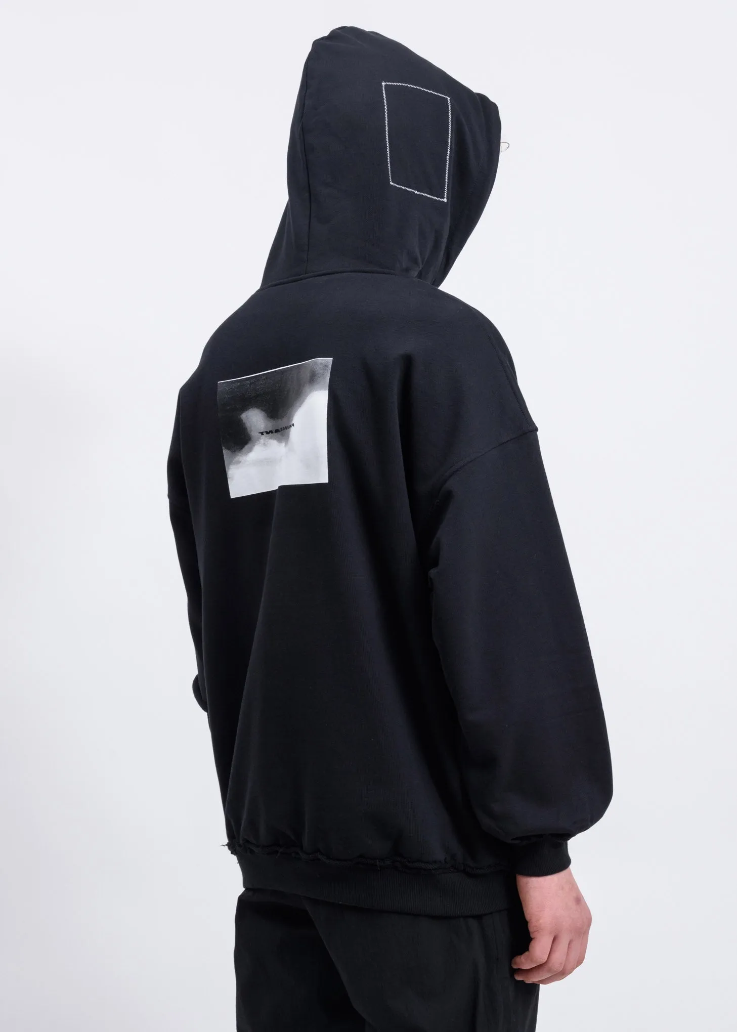 Black Asymmetric Pockets Hoodie