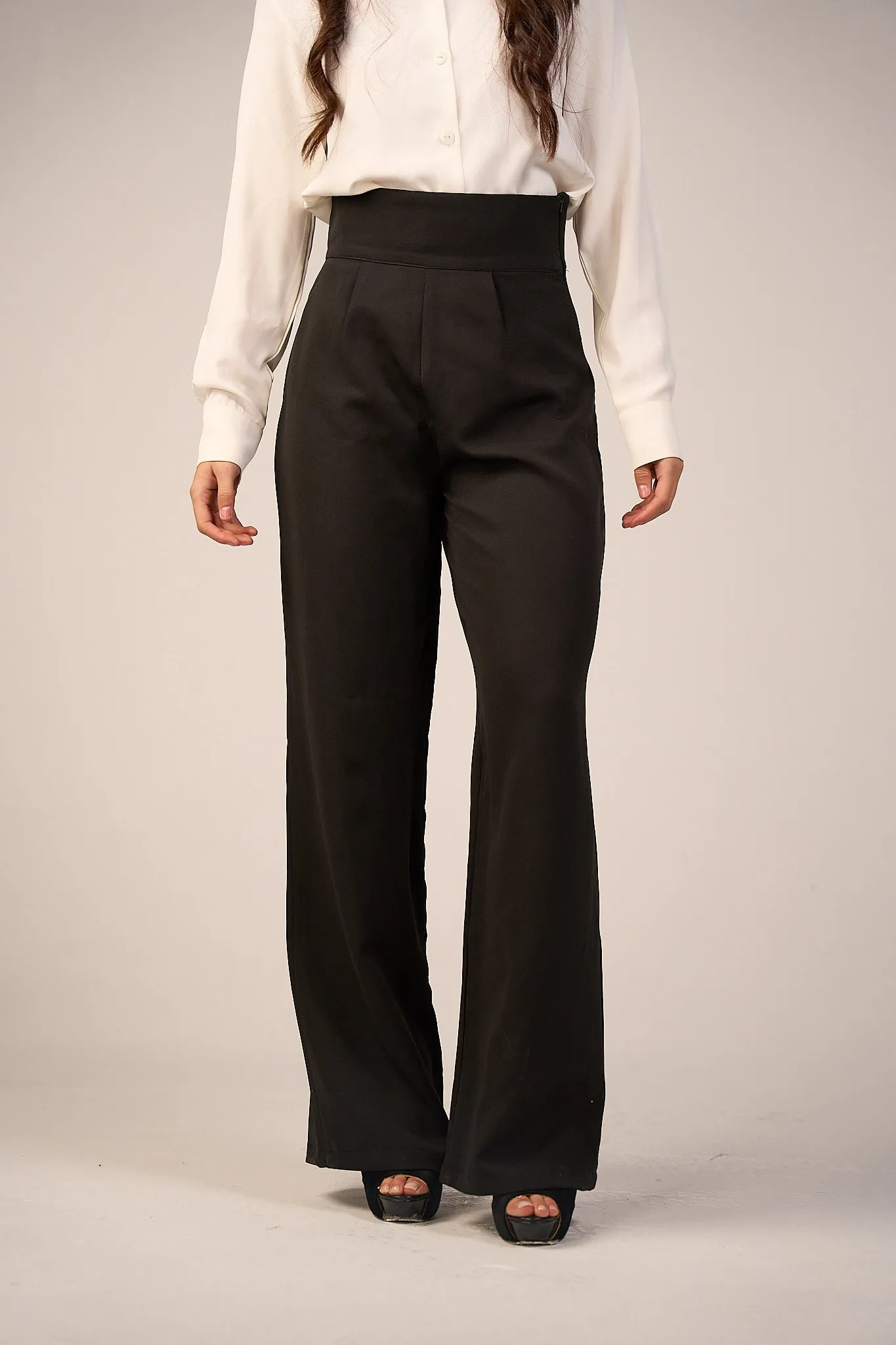 Black High-Waist Classic Trousers