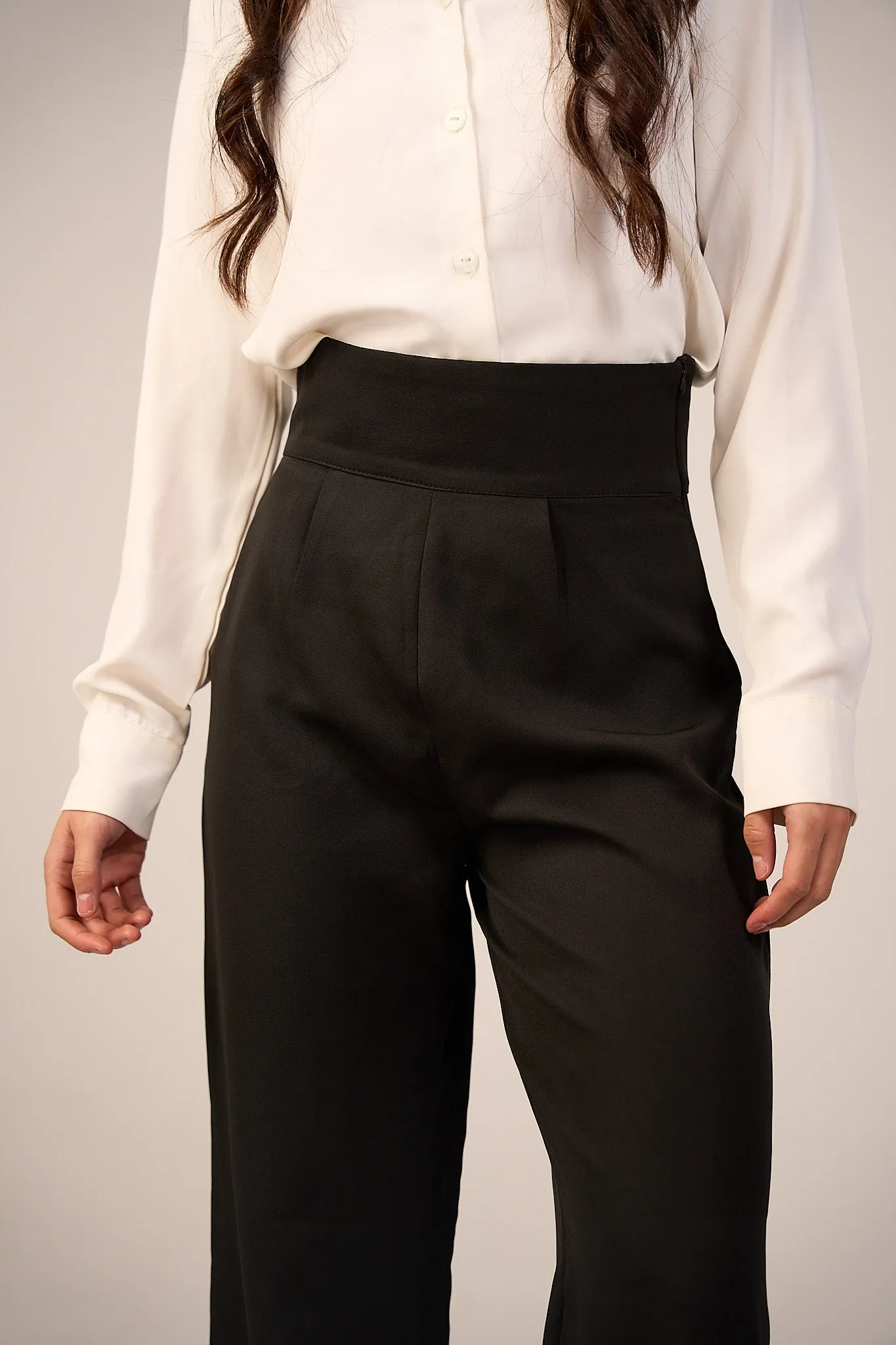 Black High-Waist Classic Trousers