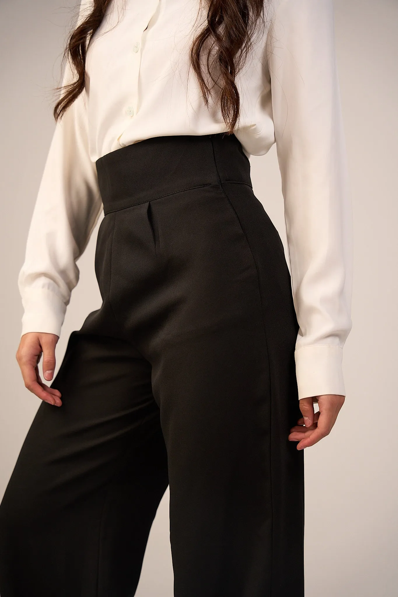 Black High-Waist Classic Trousers