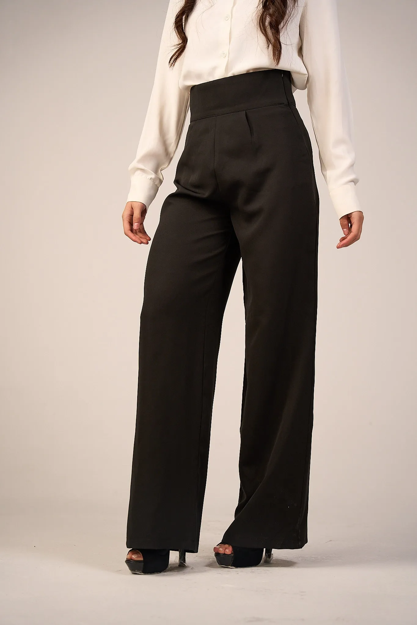 Black High-Waist Classic Trousers