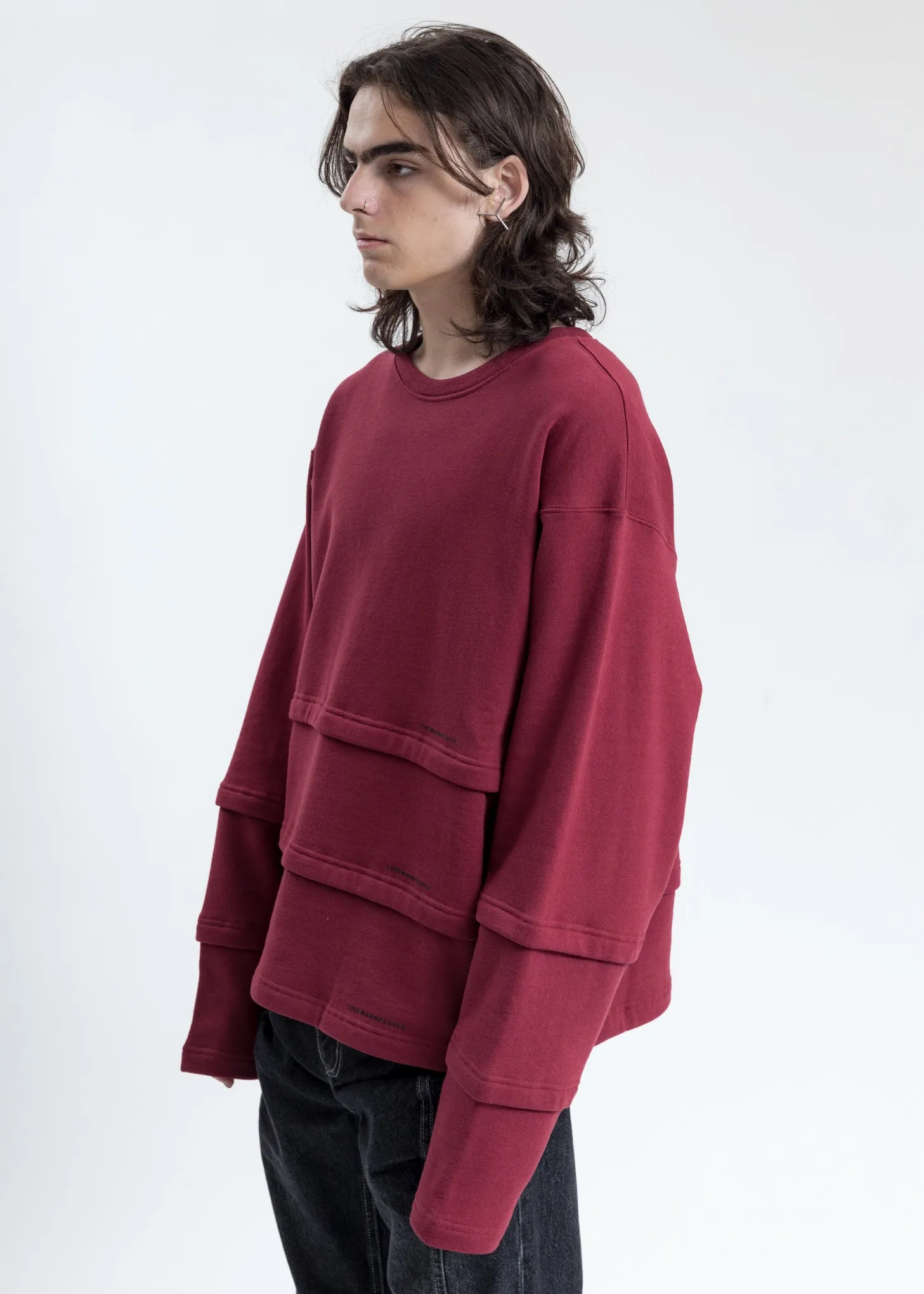 Burgundy Triple Layer Sweatshirt