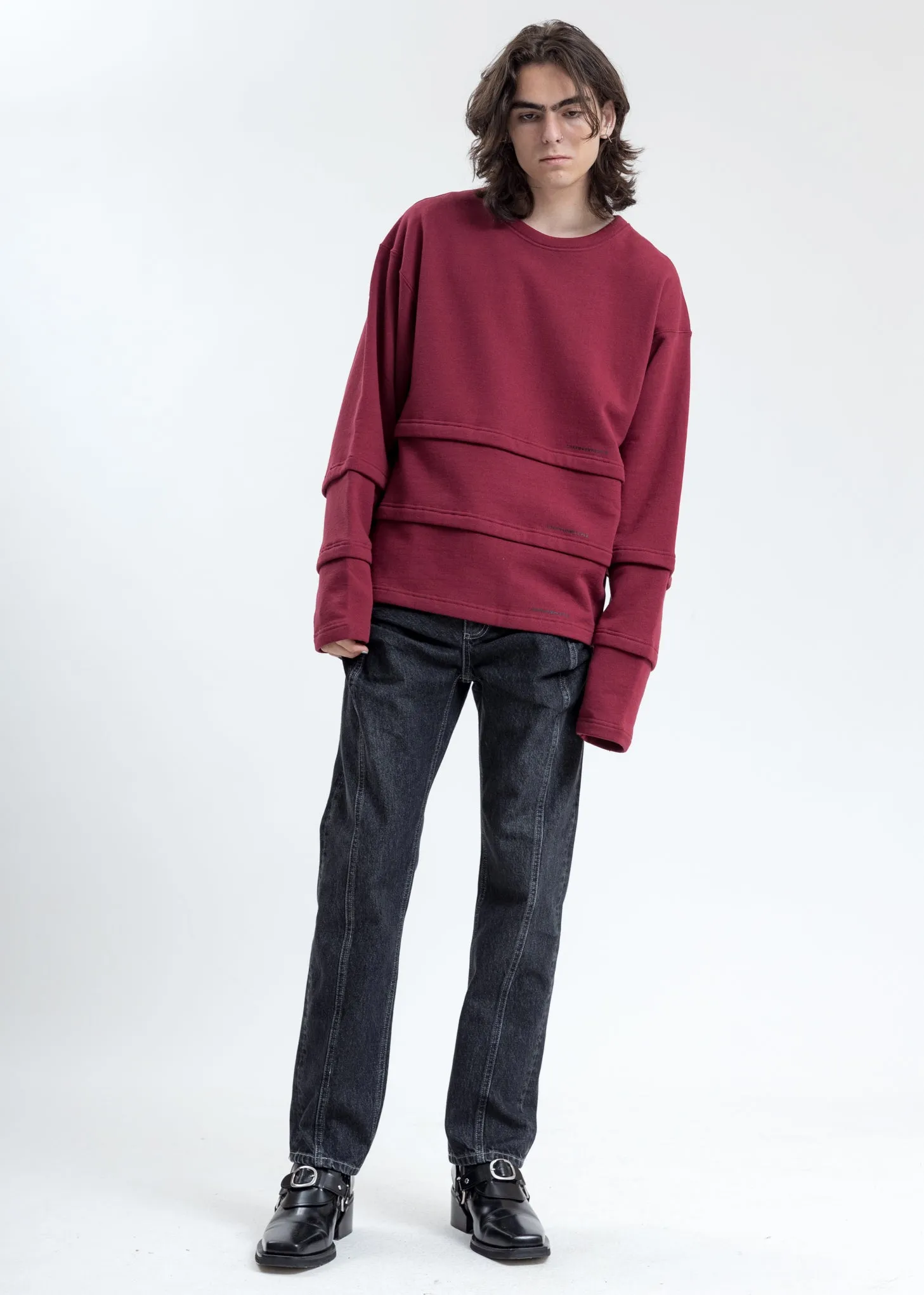 Burgundy Triple Layer Sweatshirt