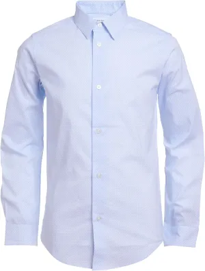 Calvin Klein Boy's Long Sleeve Patterned Dress Shirt, Button-down Style With Cuffs & Shirttail Hem