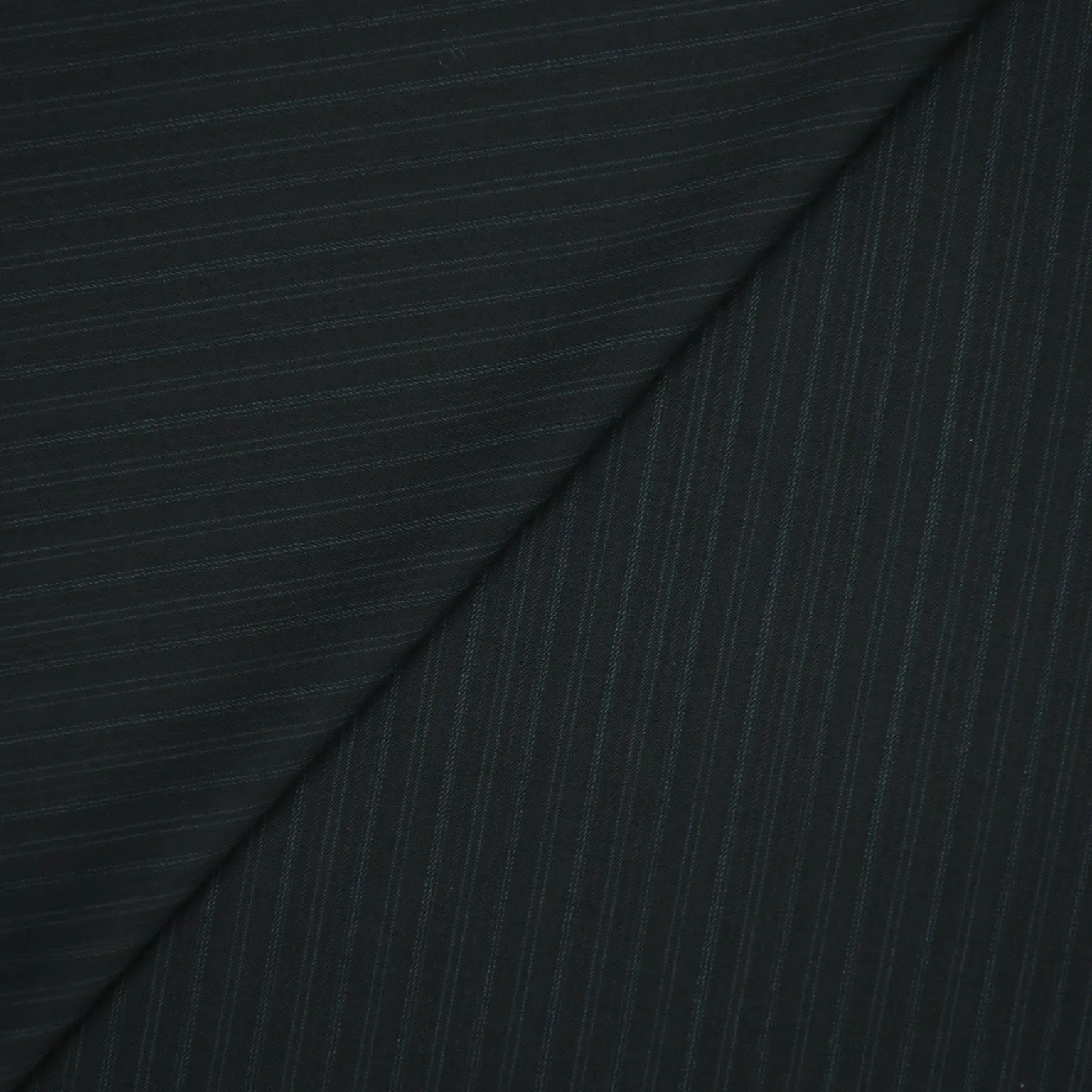 Charcoal Black with Dark Grey Stripes Wool Suiting Fabric