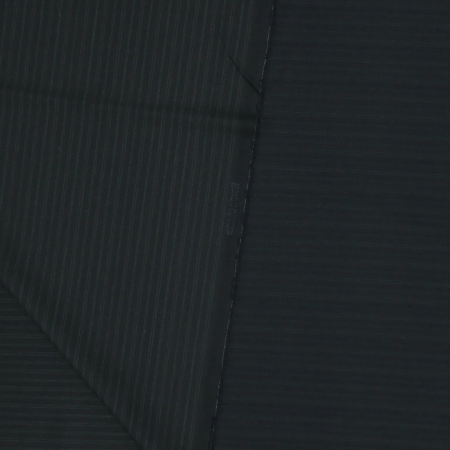 Charcoal Black with Dark Grey Stripes Wool Suiting Fabric
