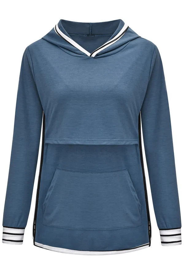 Comfortable Long Sleeve Hoodie Fashion Breastfeeding Top