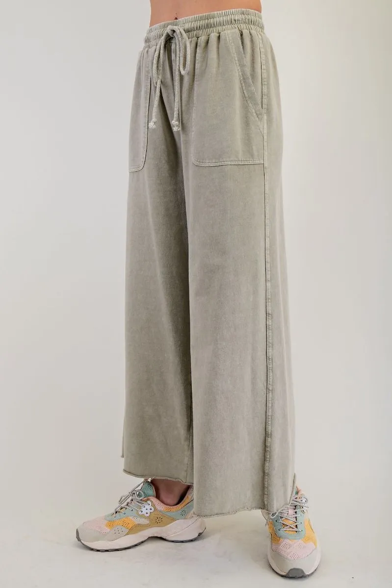 Comfy Mineral Washed Wide Leg Plus Pants