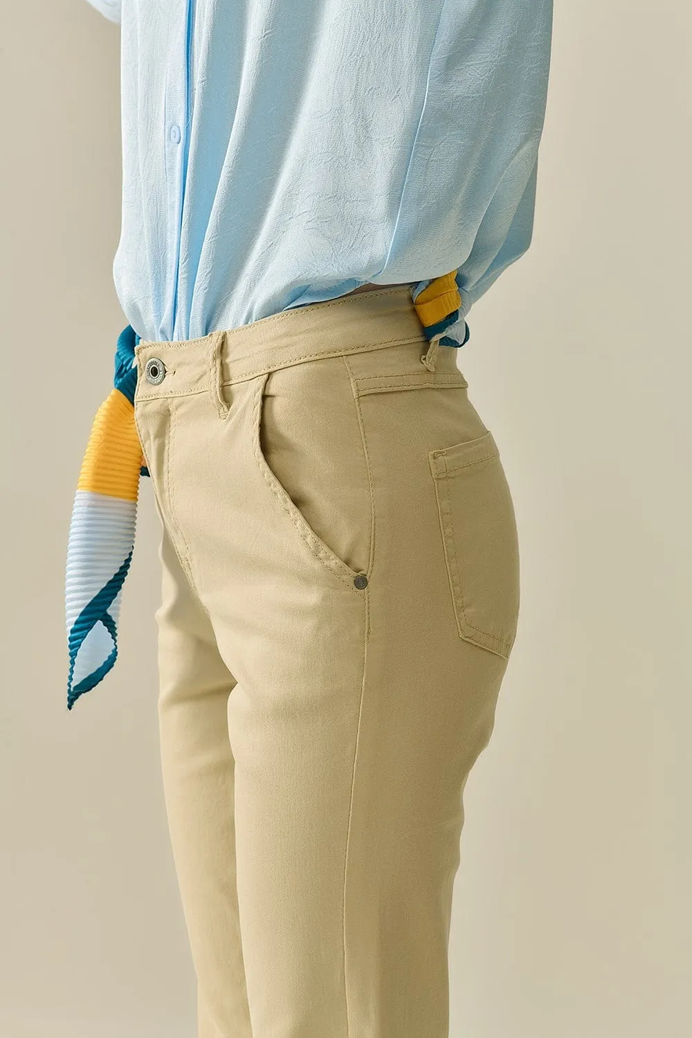 Comfy Stretcy Beige Flared Pants
