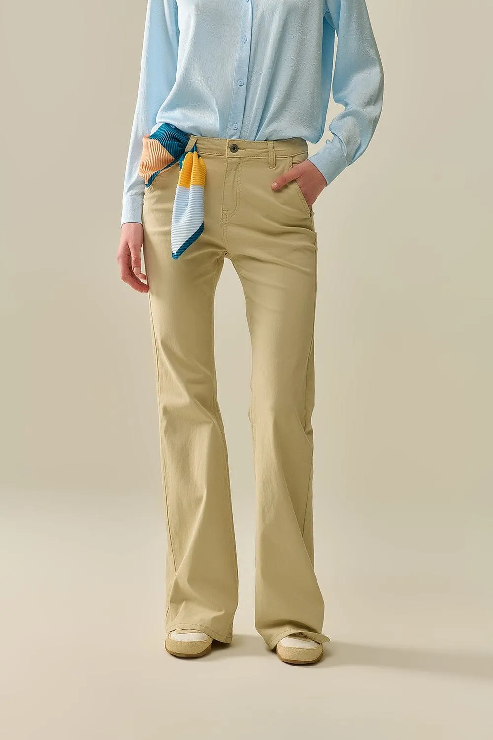 Comfy Stretcy Beige Flared Pants
