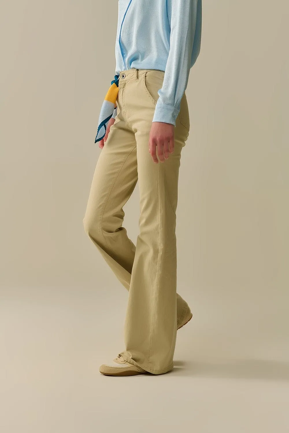 Comfy Stretcy Beige Flared Pants