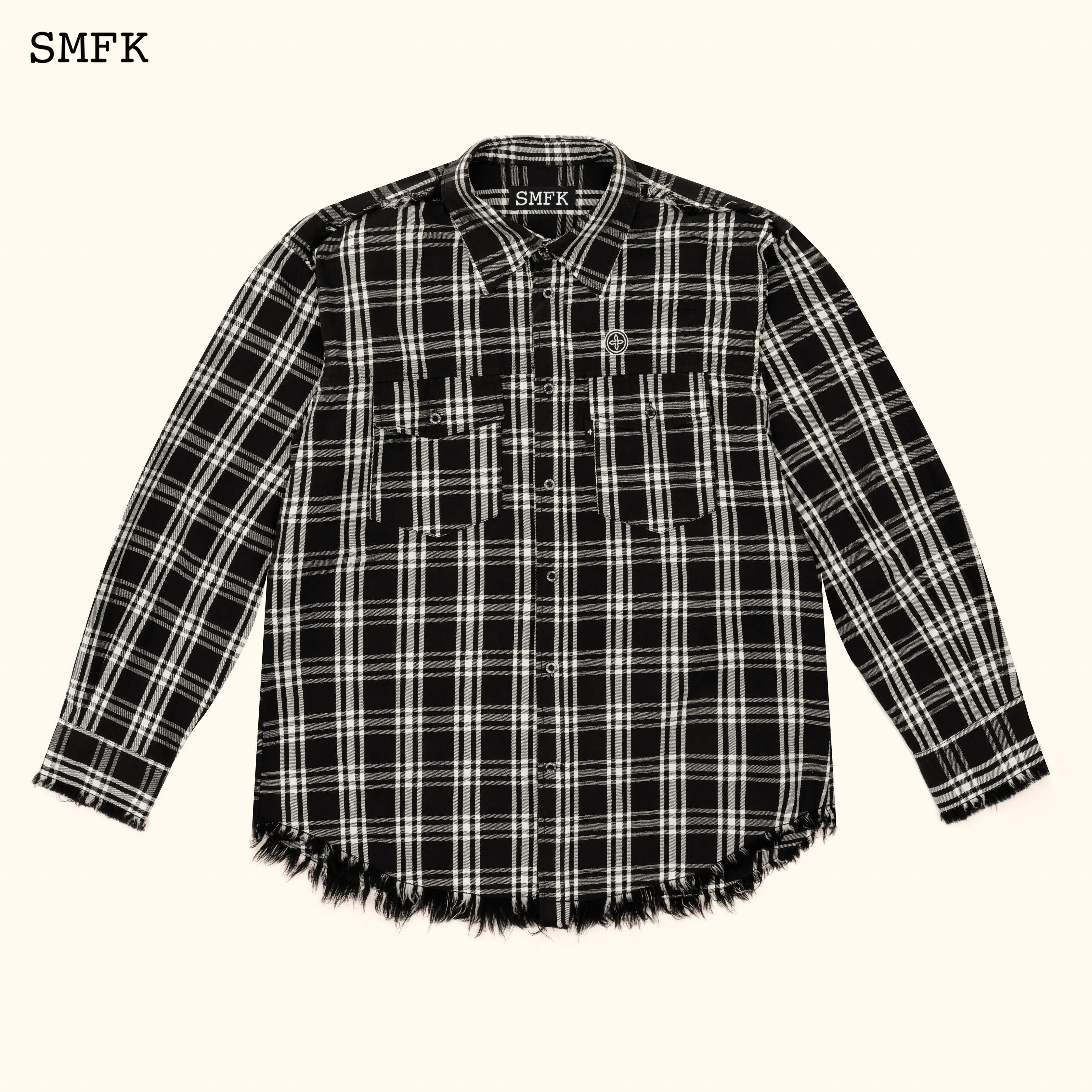 Compass Black Plaid Workwear Style Shirt