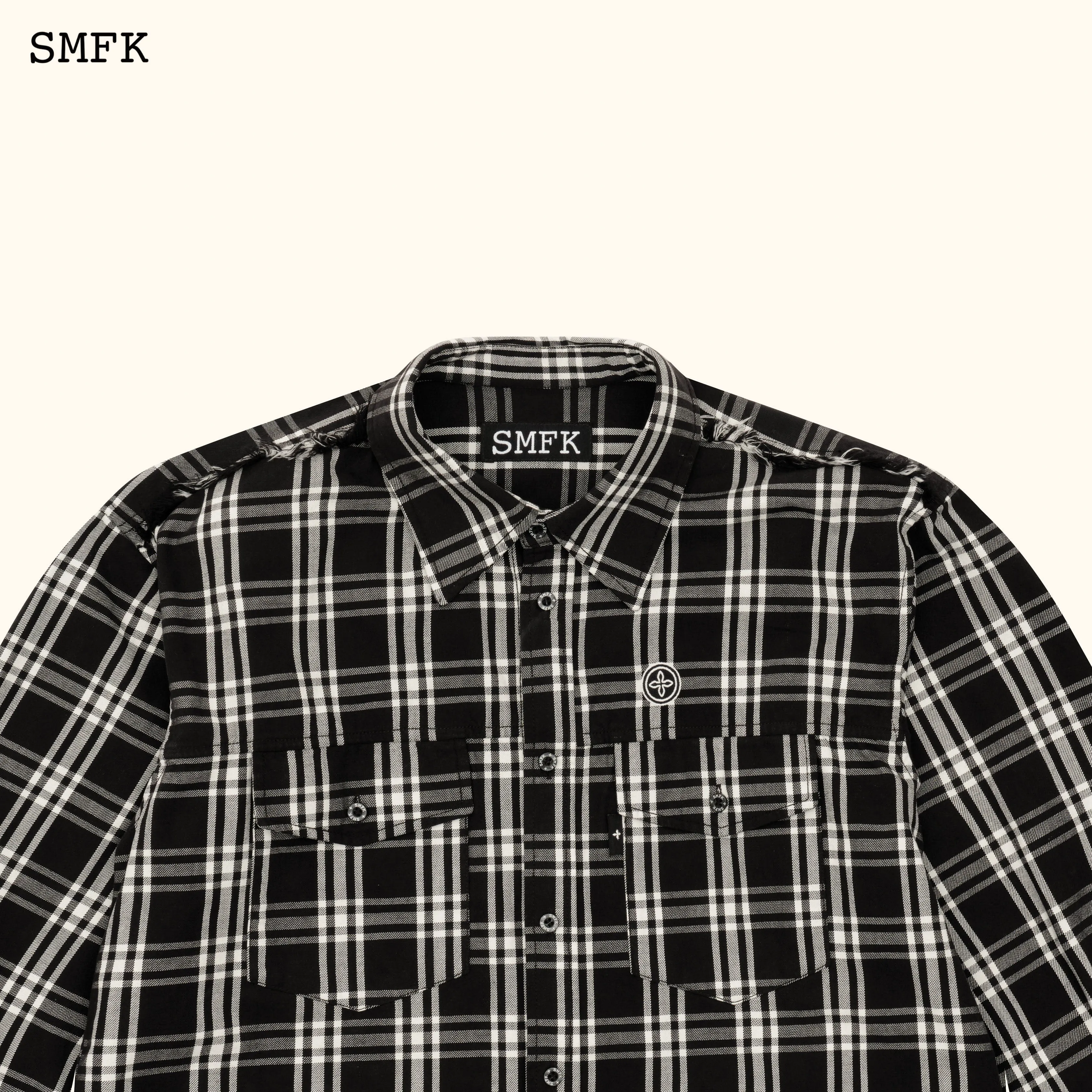 Compass Black Plaid Workwear Style Shirt