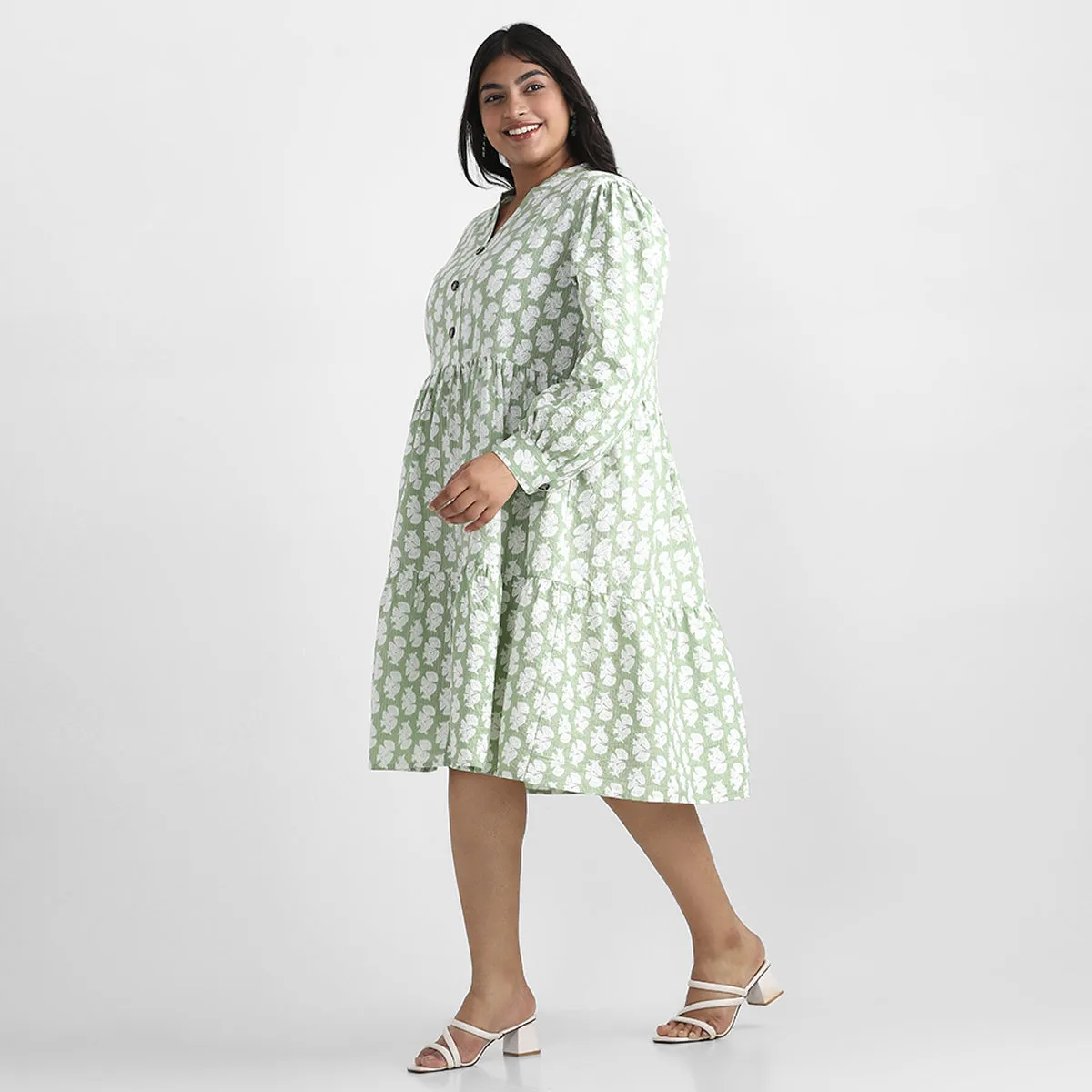 Cotton Print Ethnic Plus Size Dress