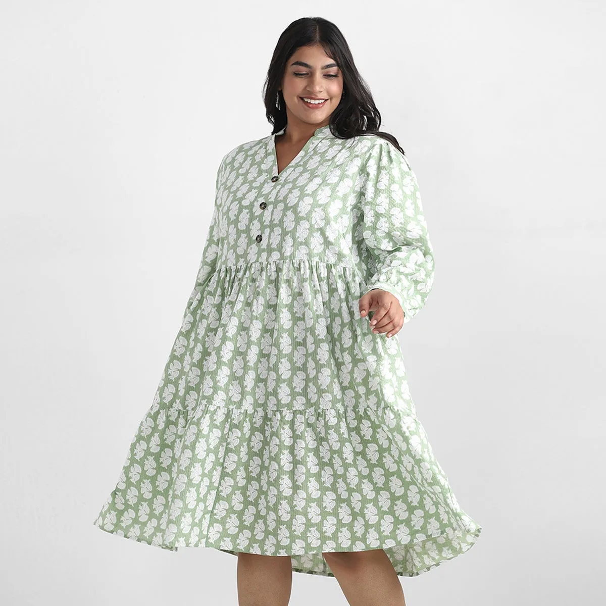 Cotton Print Ethnic Plus Size Dress