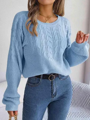 Cozy Choice Cable Knit Crew Neck Sweater