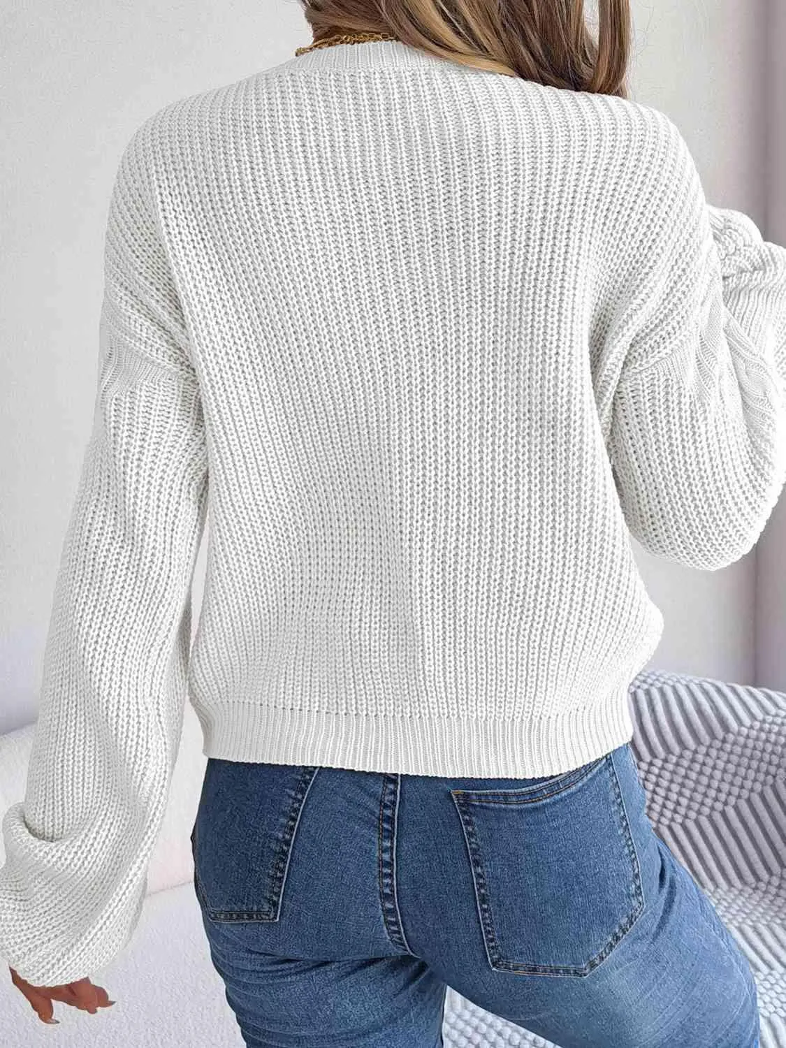 Cozy Choice Cable Knit Crew Neck Sweater