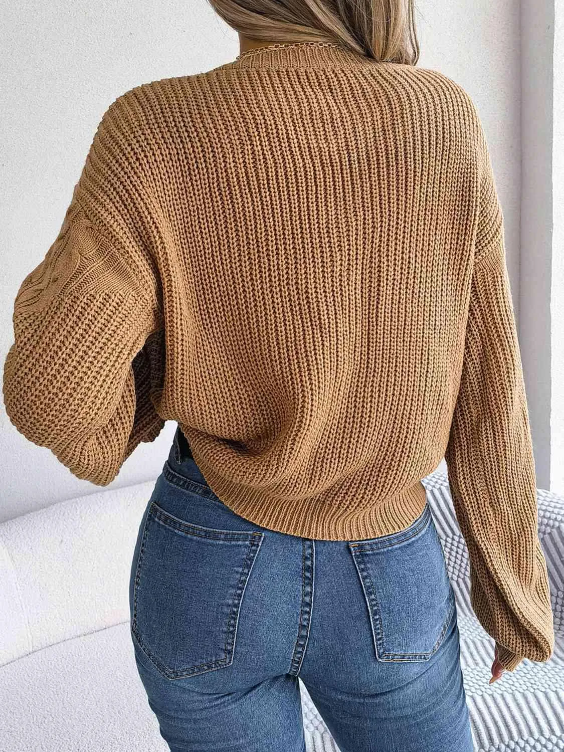 Cozy Choice Cable Knit Crew Neck Sweater