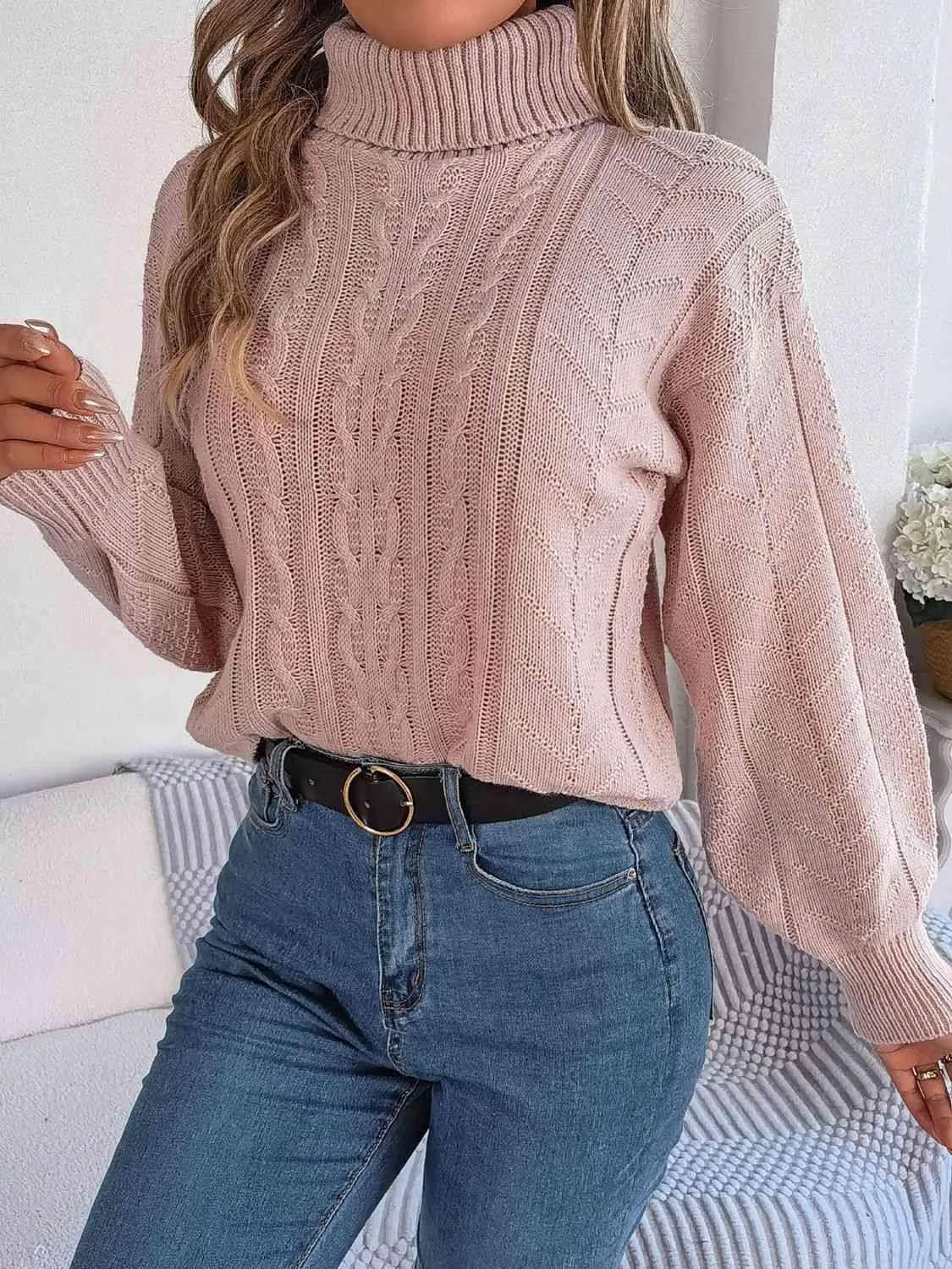 Cozy Favorite Cable Knit Turtleneck Sweater