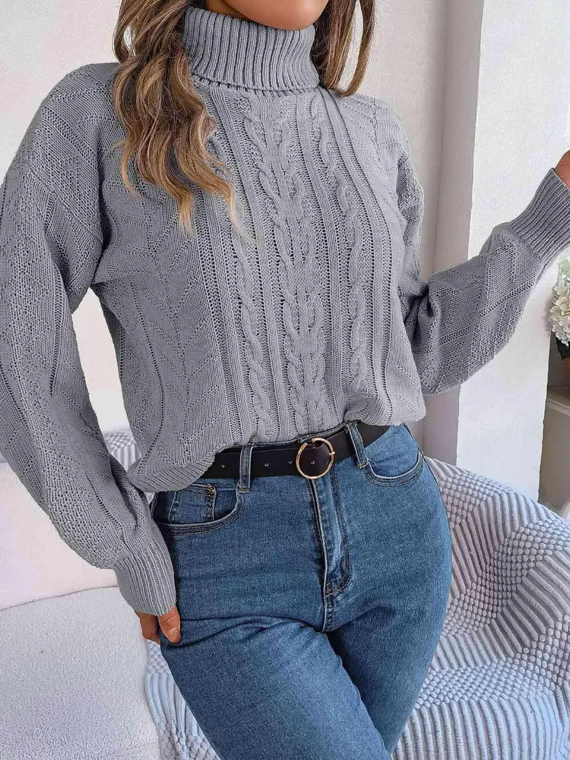 Cozy Favorite Cable Knit Turtleneck Sweater