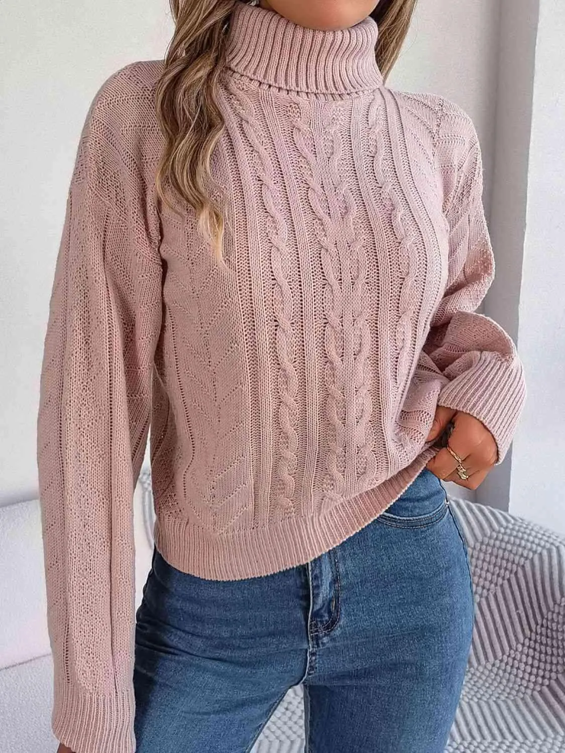 Cozy Favorite Cable Knit Turtleneck Sweater