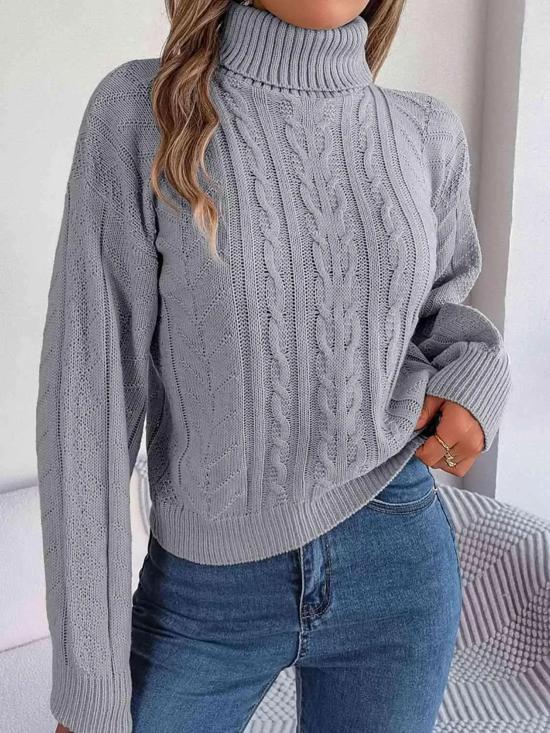 Cozy Favorite Cable Knit Turtleneck Sweater