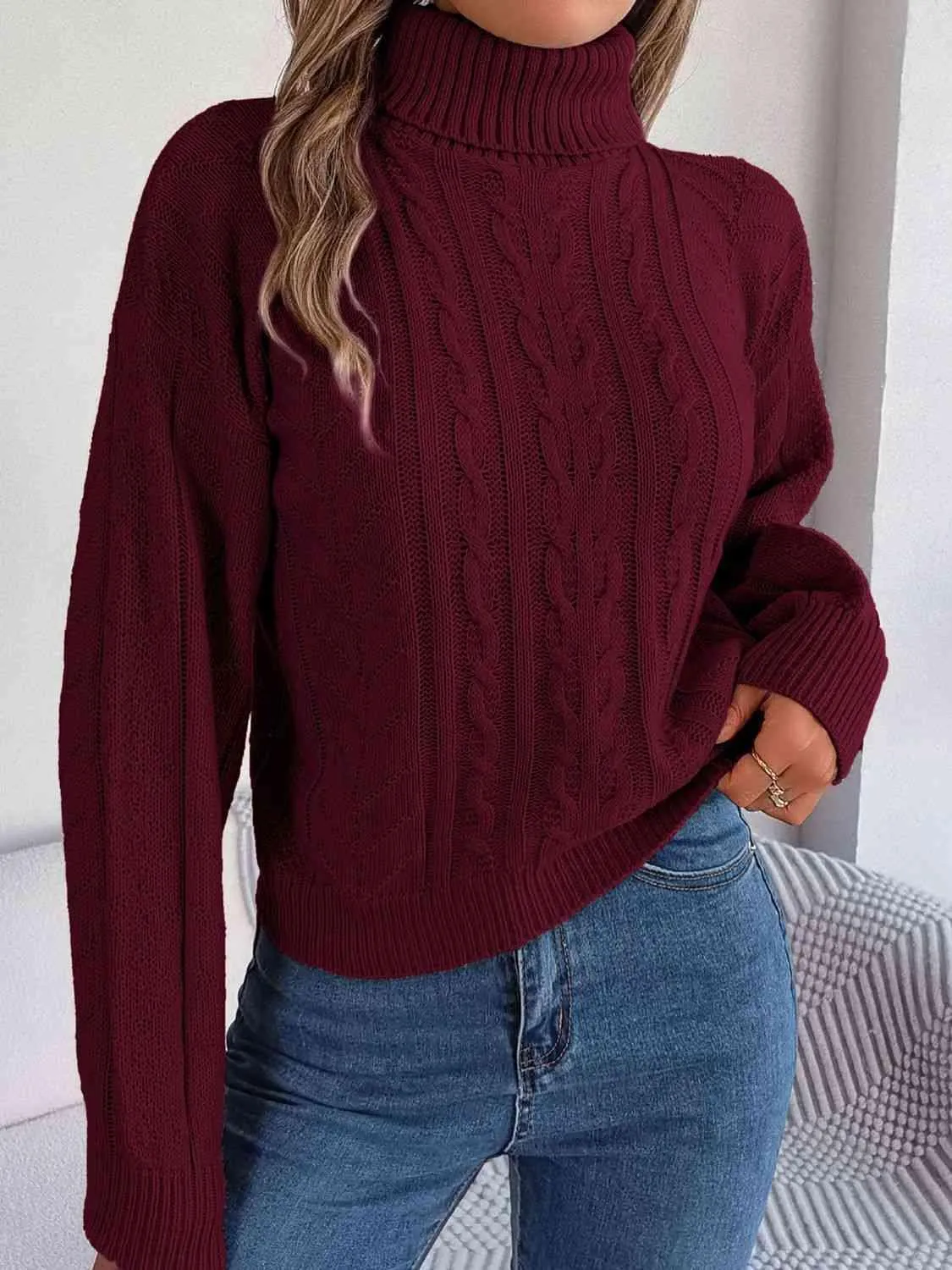Cozy Favorite Cable Knit Turtleneck Sweater