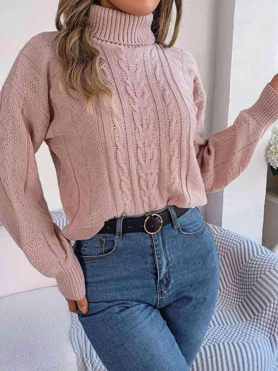 Cozy Favorite Cable Knit Turtleneck Sweater