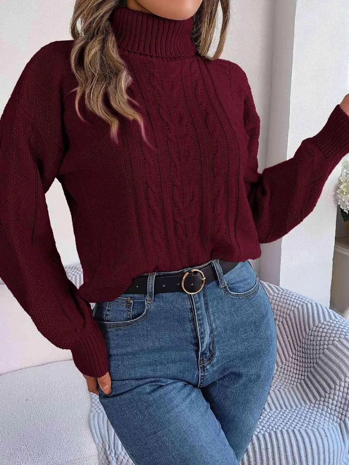 Cozy Favorite Cable Knit Turtleneck Sweater