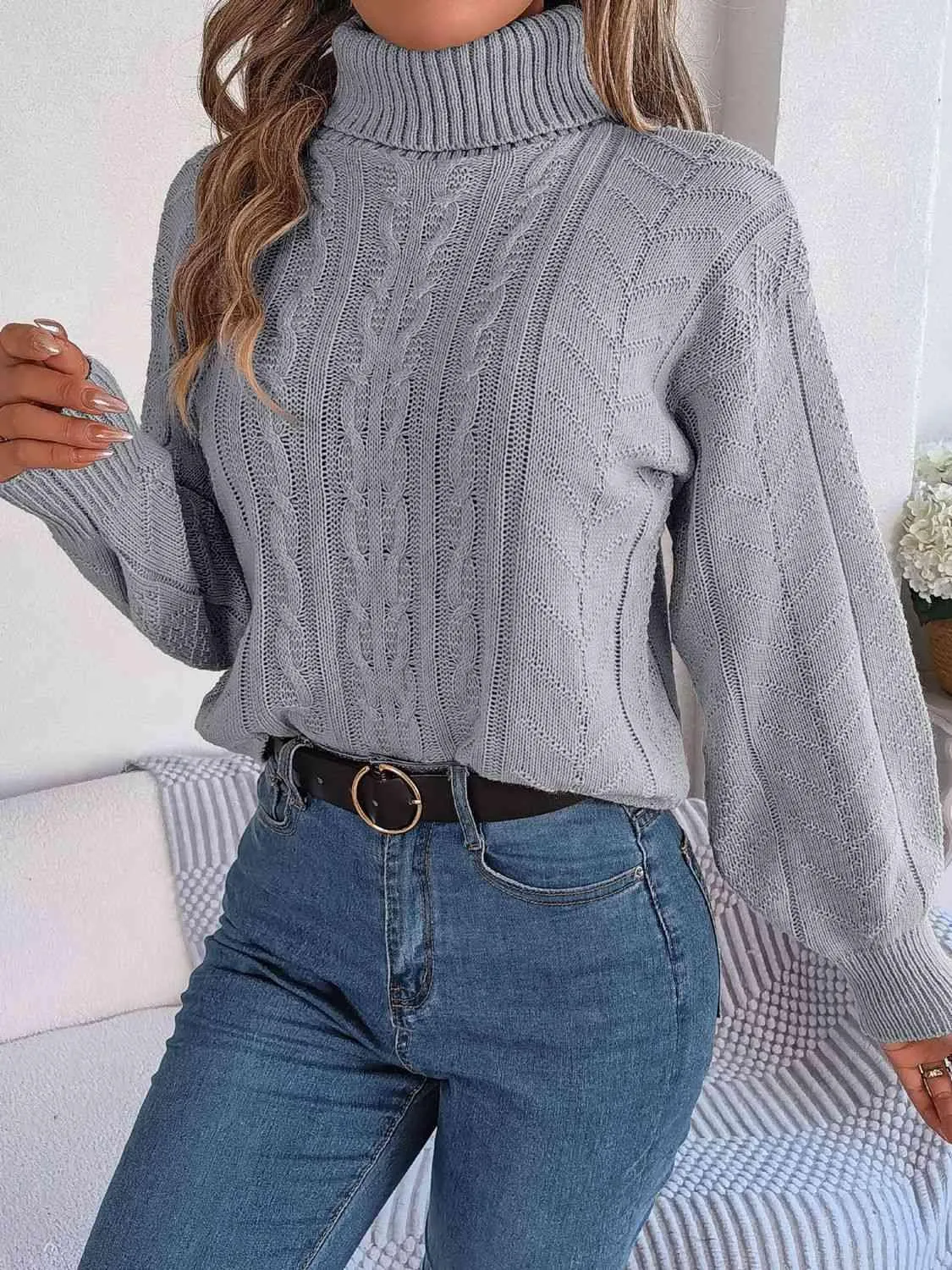 Cozy Favorite Cable Knit Turtleneck Sweater