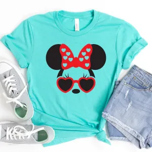 Custom Minnie Mouse Adult t shirt - Disney Trip Matching Shirts  - Minnie with Heart Shaped Sunglasses