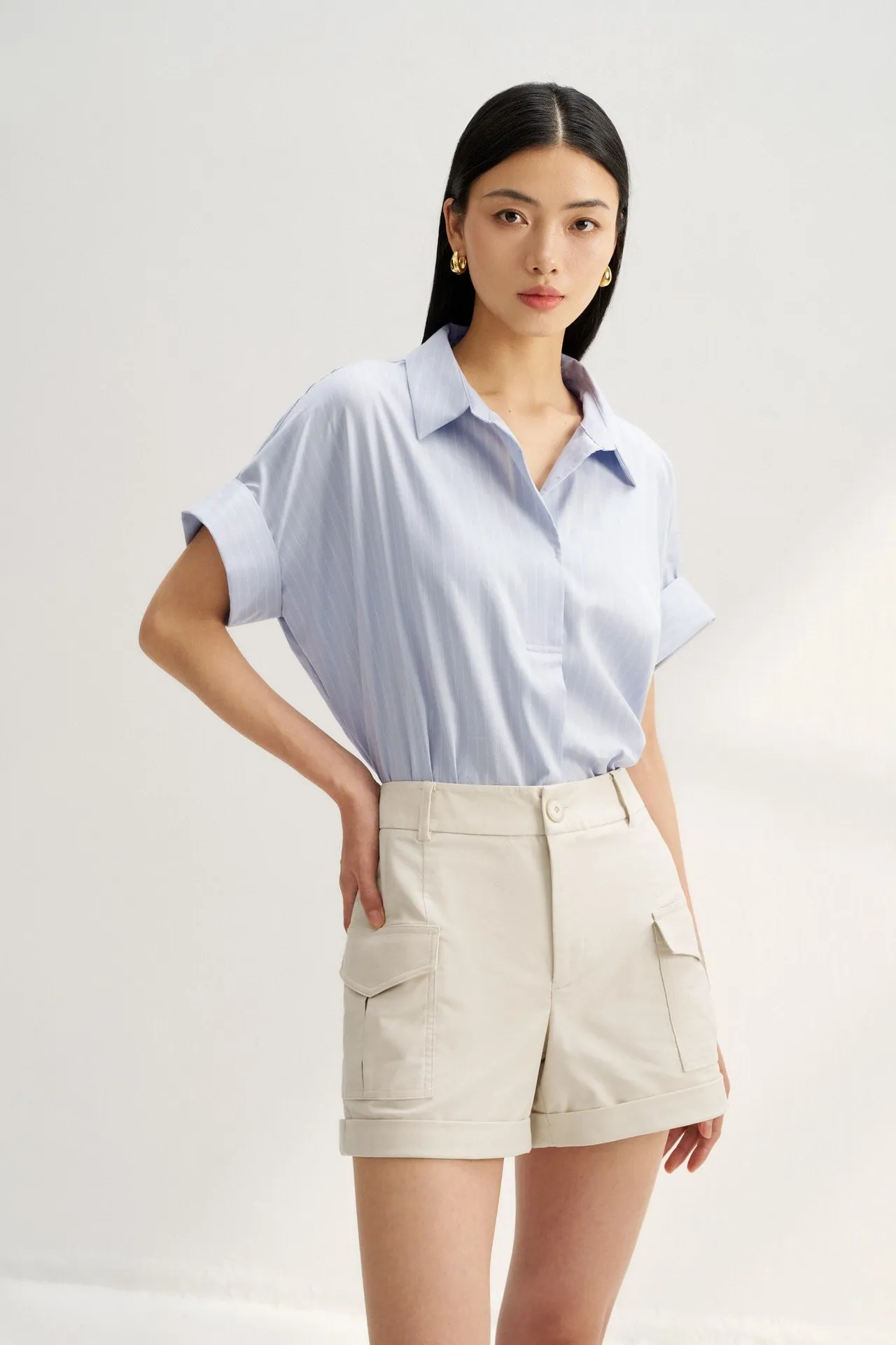 Diamond Cut Cotton Linen Stripe shirt