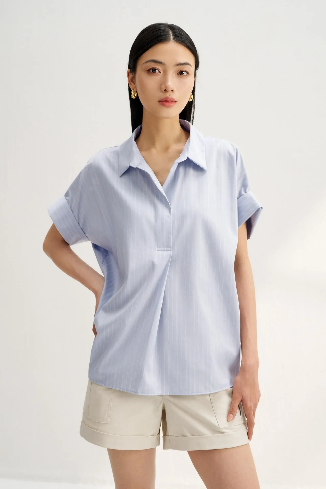 Diamond Cut Cotton Linen Stripe shirt
