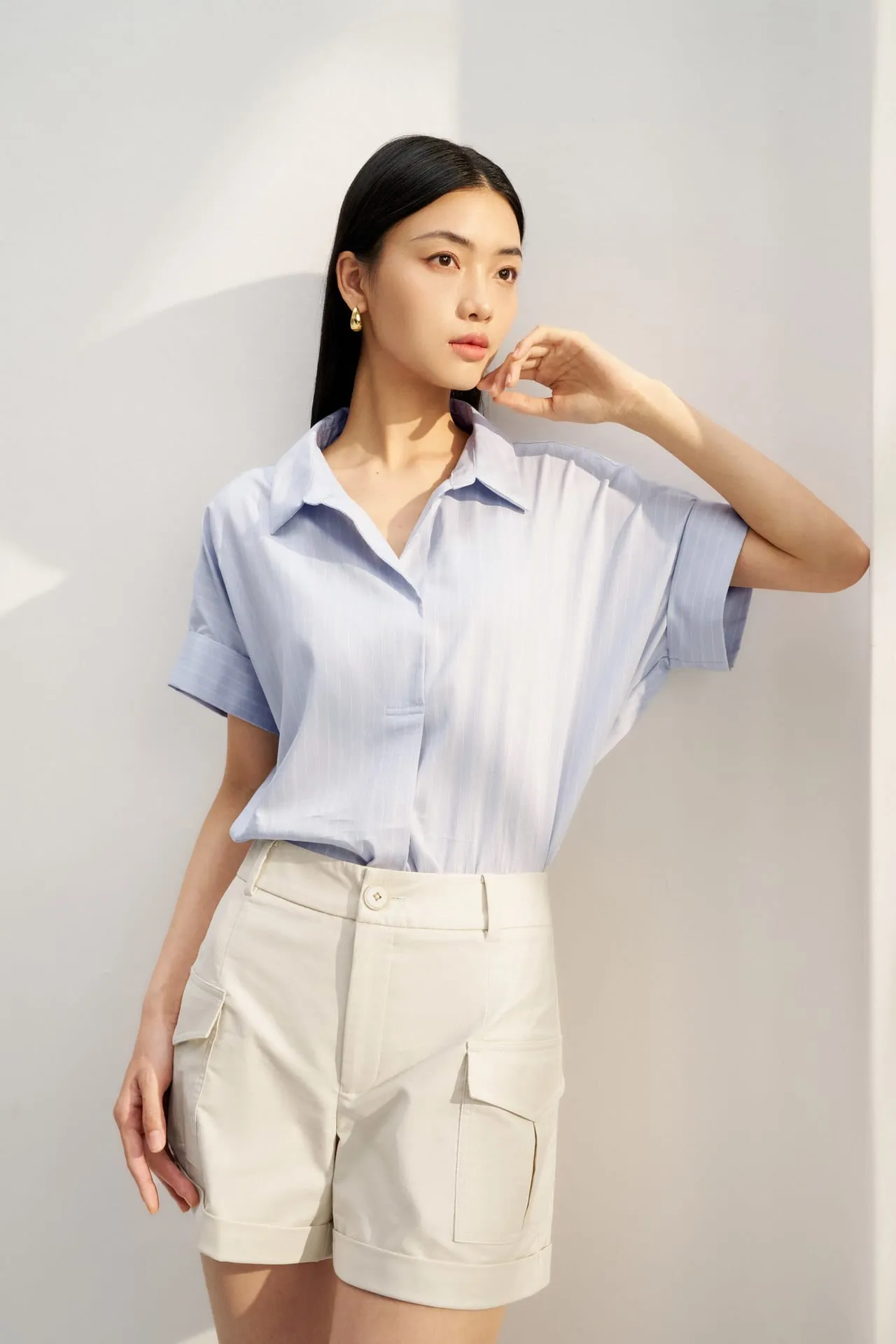 Diamond Cut Cotton Linen Stripe shirt