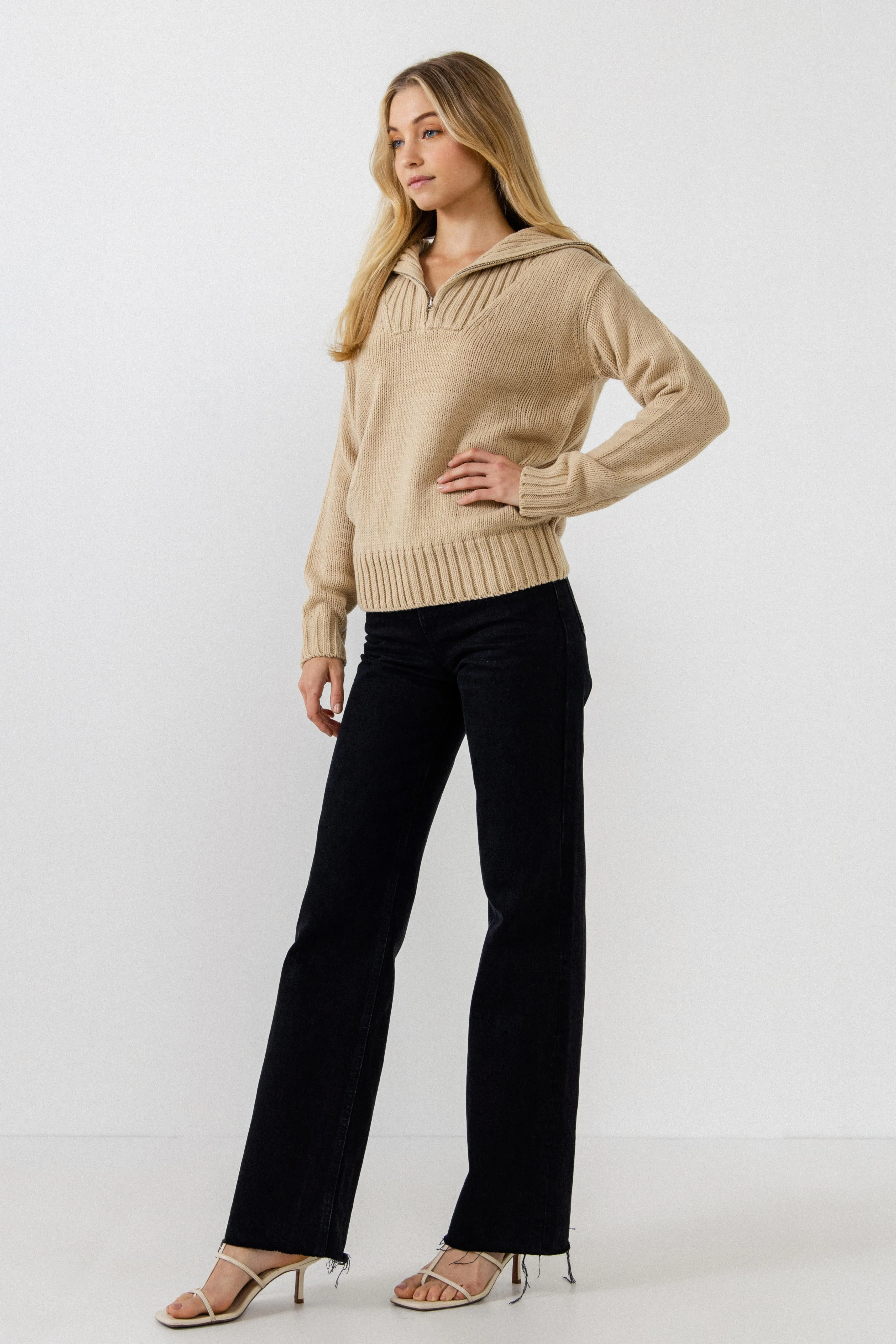 English Factory - Solid Knit Zip Pullover