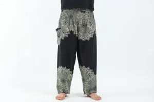 Floral Mandalas Unisex Harem Pants in Black