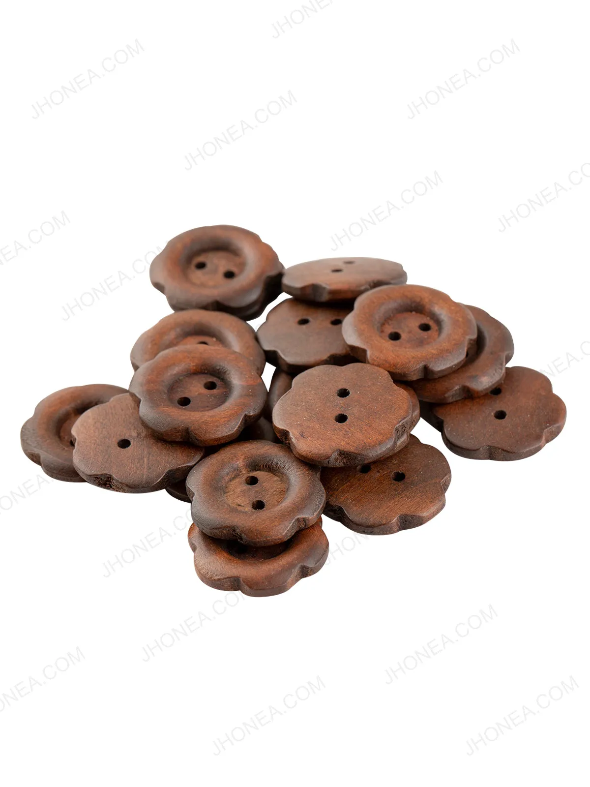Flower Shape Round Natural Wooden Buttons