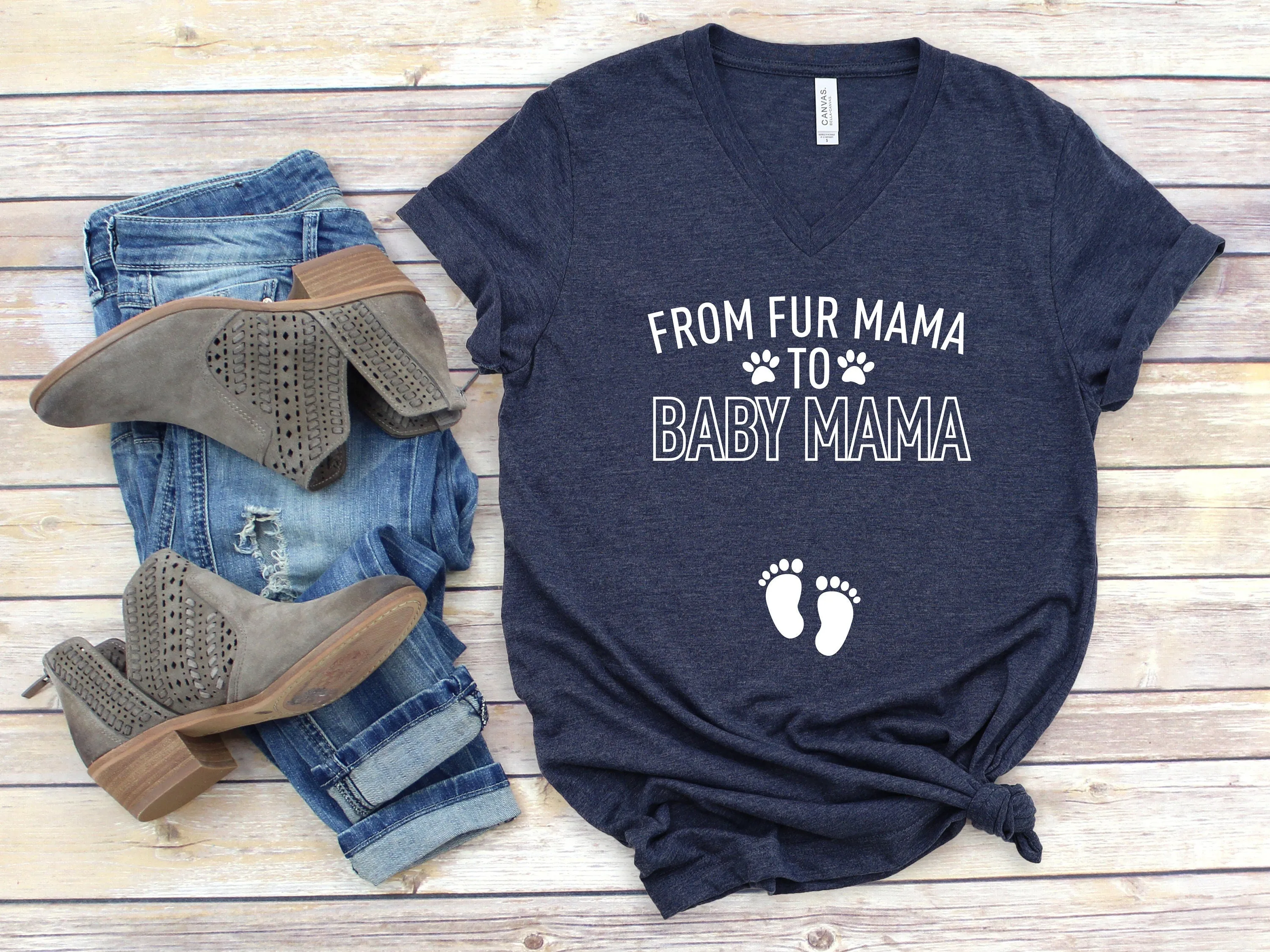 From Fur Mama to Baby Mama T-shirt - Mom to be Shirt - Mom to be Gift - New Mom Gift - Baby Announcement T Shirt