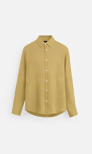 Golden Mustard Pure Linen full Sleeve Shirt - AddysForMen