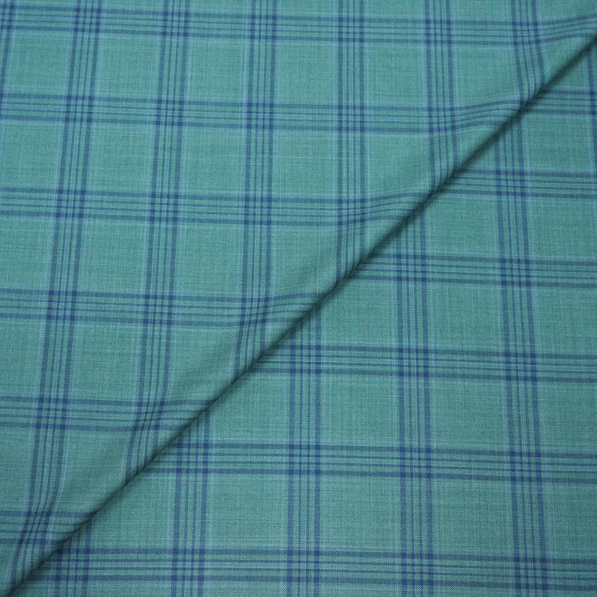 Green With Blue Plaid Dormeuil Forever Green Fabric