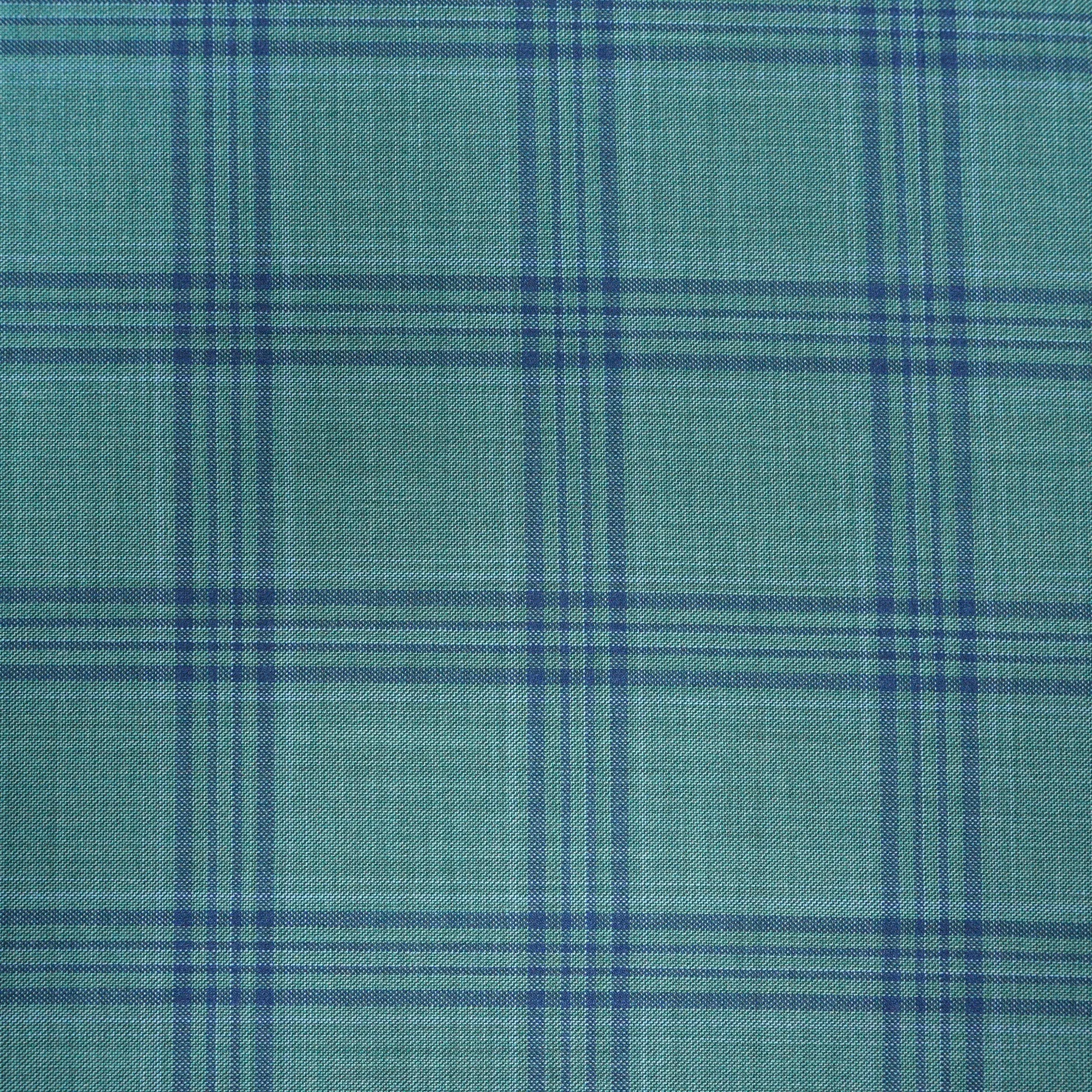 Green With Blue Plaid Dormeuil Forever Green Fabric