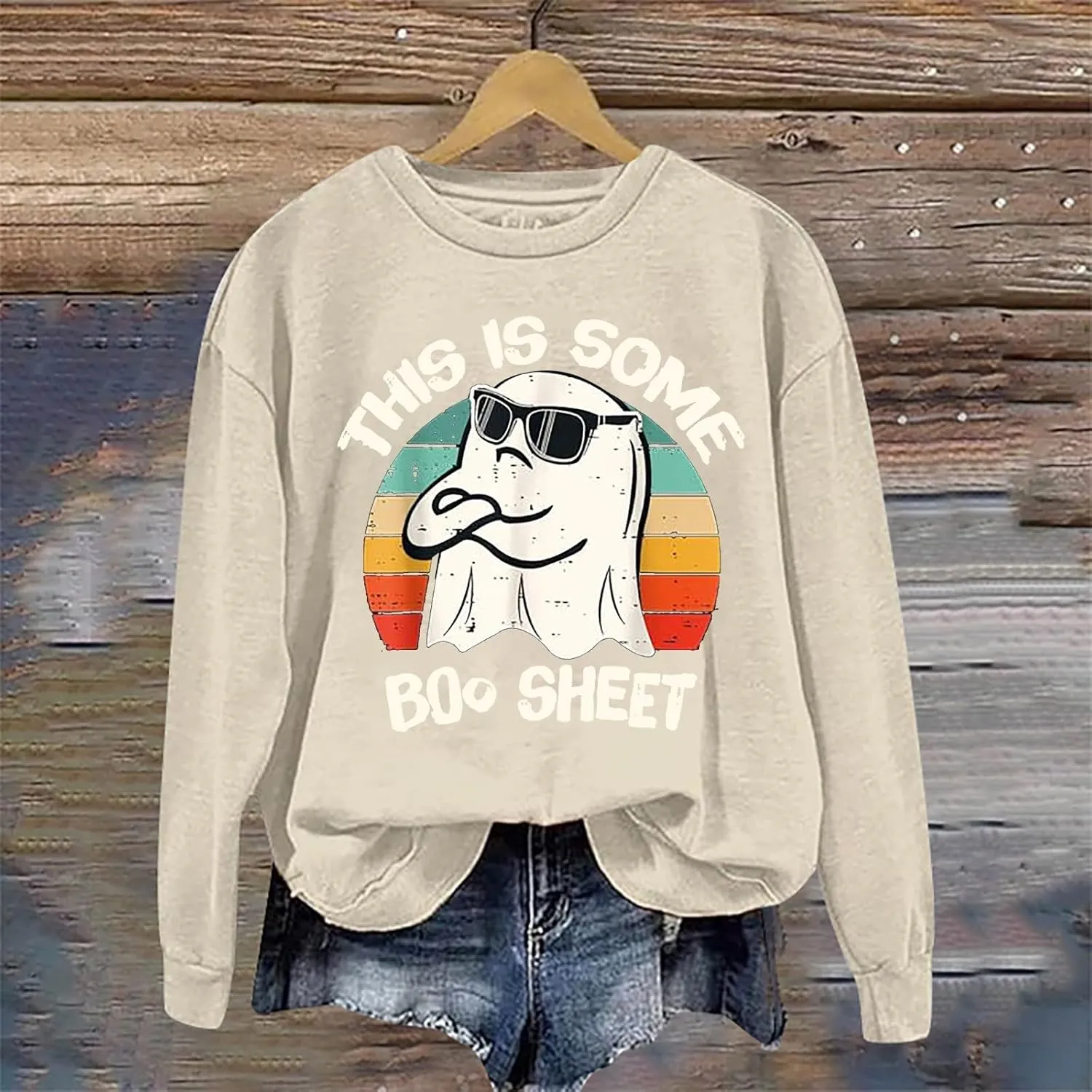 Halloween Graphic Sweatshirts for Women Casual Crewneck Long Sleeve Oversized Pullover Sweaters Funny Plus Size Tops Hoodies